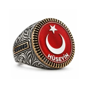 İsimli Ay Yıldız Gümüş Yüzük