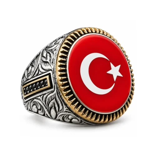 Ay Yıldızlı Gümüş Yüzük