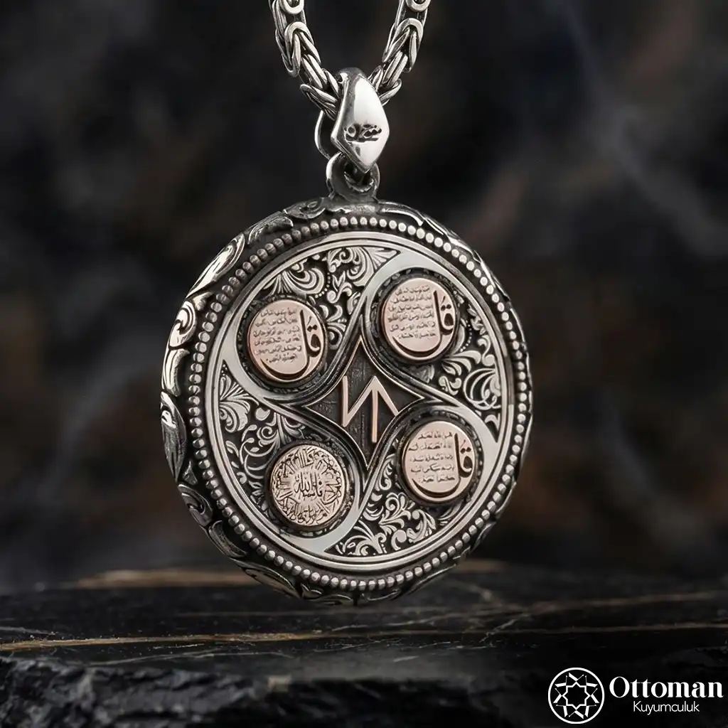 Initial Prayer Silver Medallion Necklace