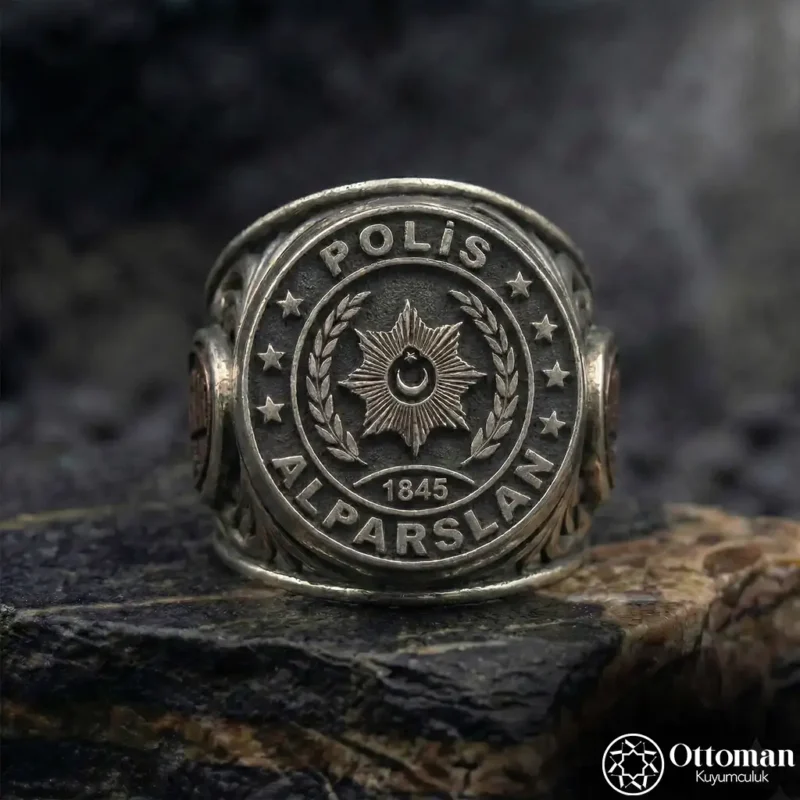 Polis Armalı Gümüş Erkek Yüzük
