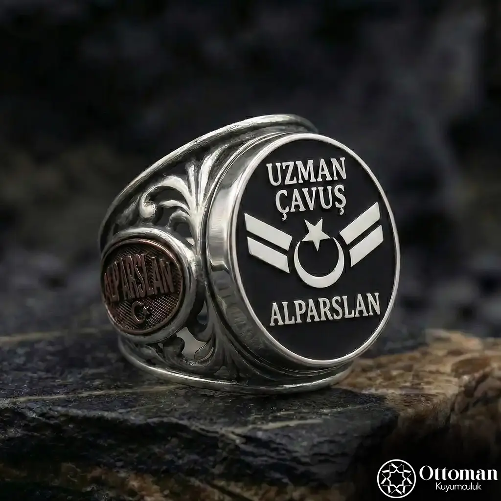 Uzman Çavuş Personalized Silver Men's Ring