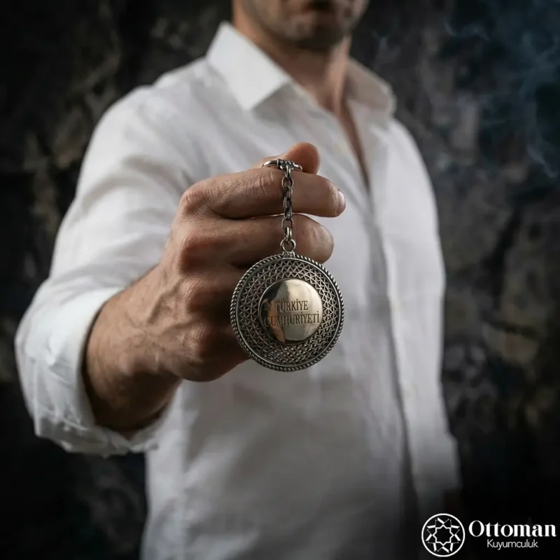 1 Türkiye Cumhuriyeti Telkari Gümüş Anahtarlık