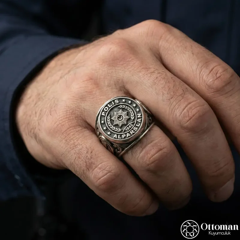 Polis Armalı Gümüş Erkek Yüzük