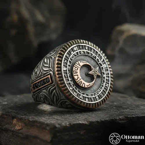 İsimli Ay Yıldızlı Bozkurt Gümüş Yüzük