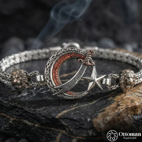 Ay Yıldızlı Kılıçlı Gümüş Bileklik