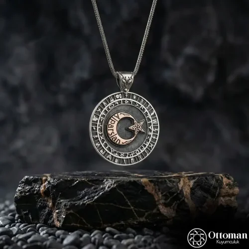 İsimli Ay Yıldızlı Bozkurt Gümüş Kolye