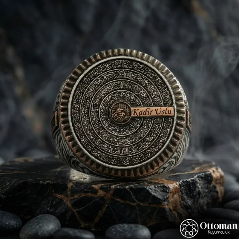 Ayetel Kürsi Yazılı İsimli Gümüş Yüzük