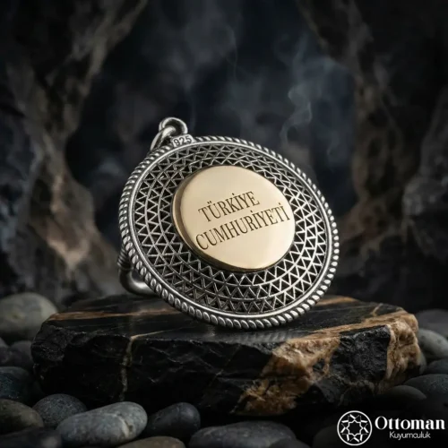 3 Türkiye Cumhuriyeti Telkari Gümüş Anahtarlık