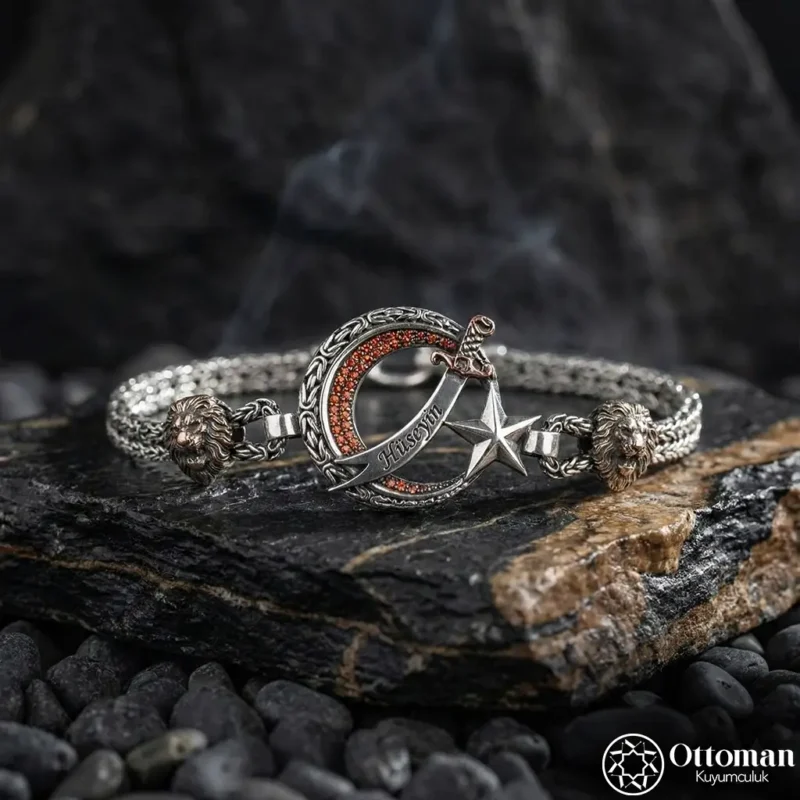 Ay Yıldızlı Kılıçlı Gümüş Bileklik