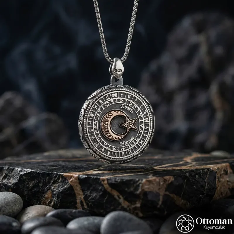 İsimli Bozkurt Gümüş Madalyon Kolye