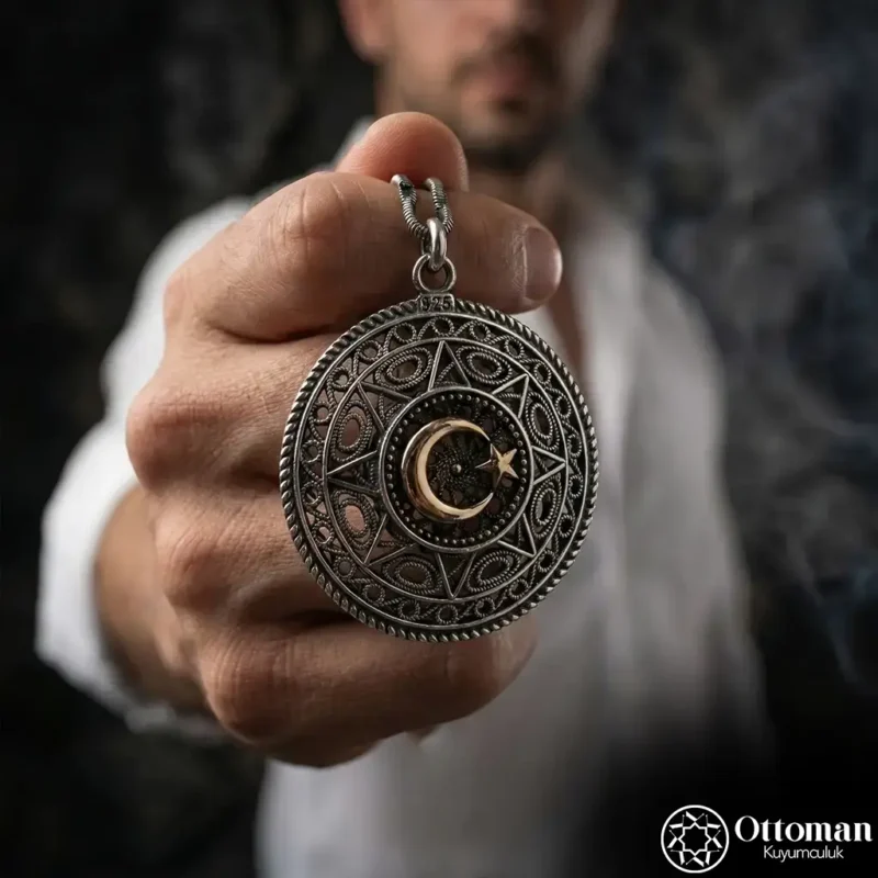 Türk Bayraklı Telkari Gümüş Anahtarlık