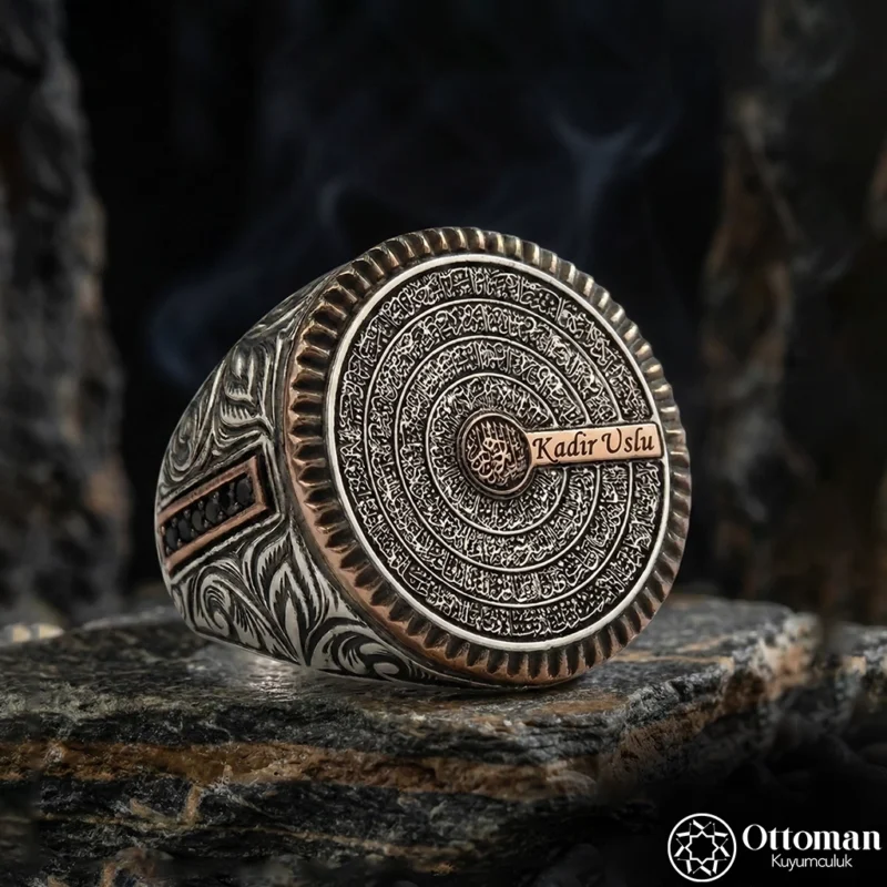 Ayetel Kürsi Yazılı İsimli Gümüş Yüzük