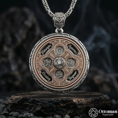 Dönen Tasarım İsimli Gümüş Madalyon Kolye