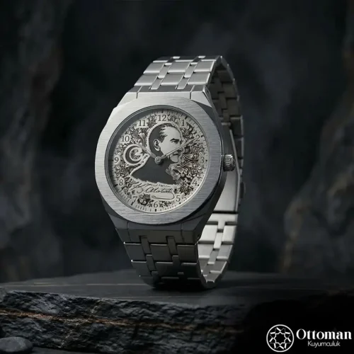 "Atatürk" Gümüş Kadranlı Saat Modeli