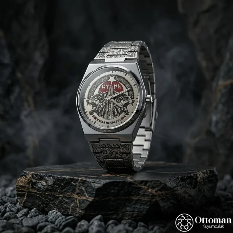 Gravürlü İntikam Gümüş Kadranlı Kol Saati