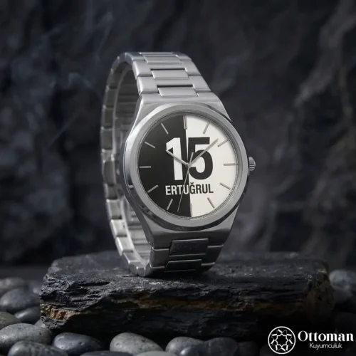 Siyah Beyaz Gümüş Kadranlı Kol Saati