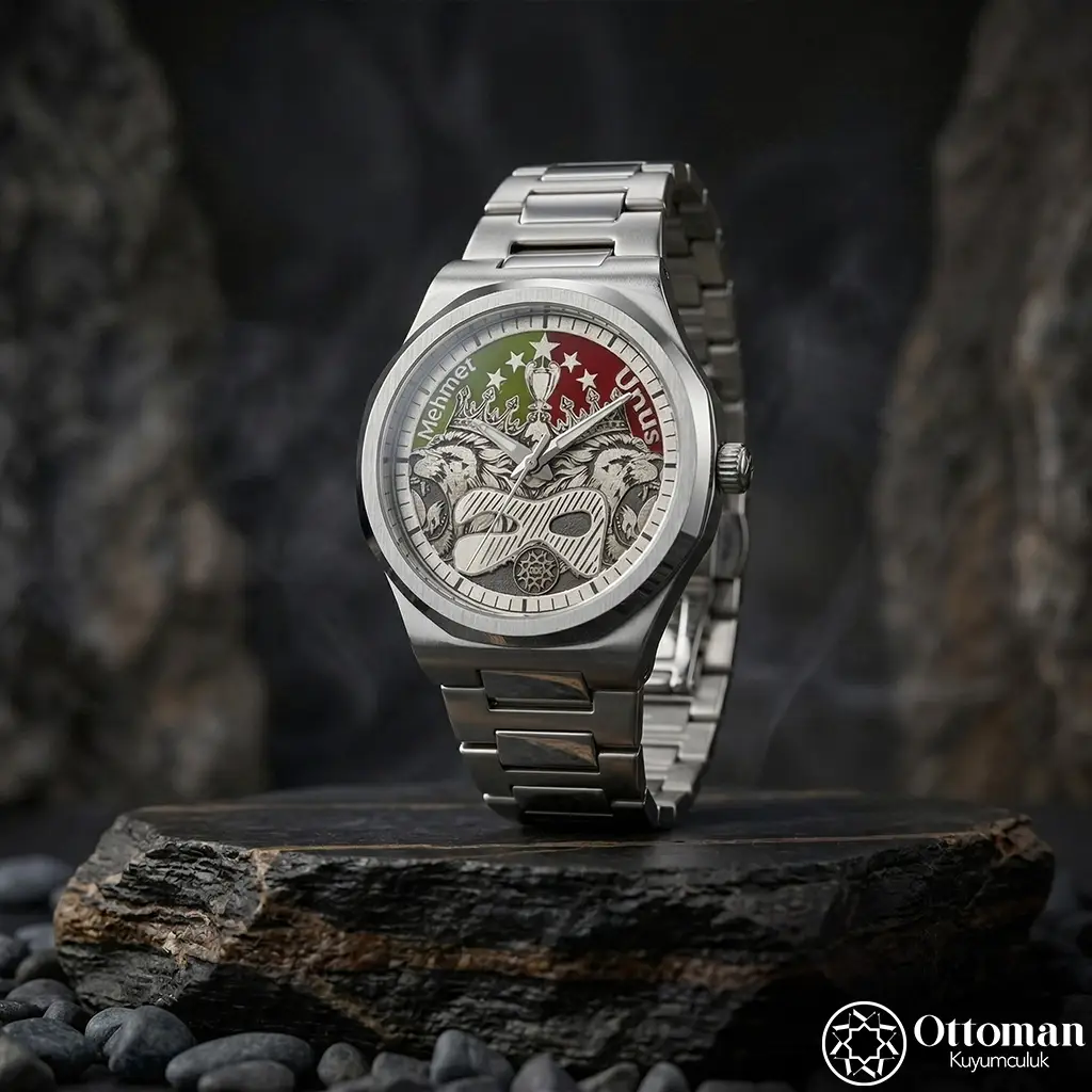 Cesur Lion Silver Dial Wristwatch