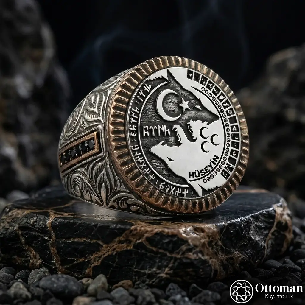 Grey Wolf Silver Men's Ring
