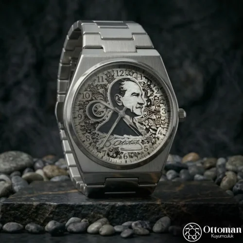 Atatürk İmzalı Gümüş Kadranlı Kol Saati