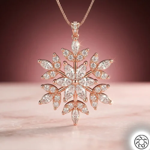 Rose Kar Tanesi Çiçek Kadın Gümüş Kolye