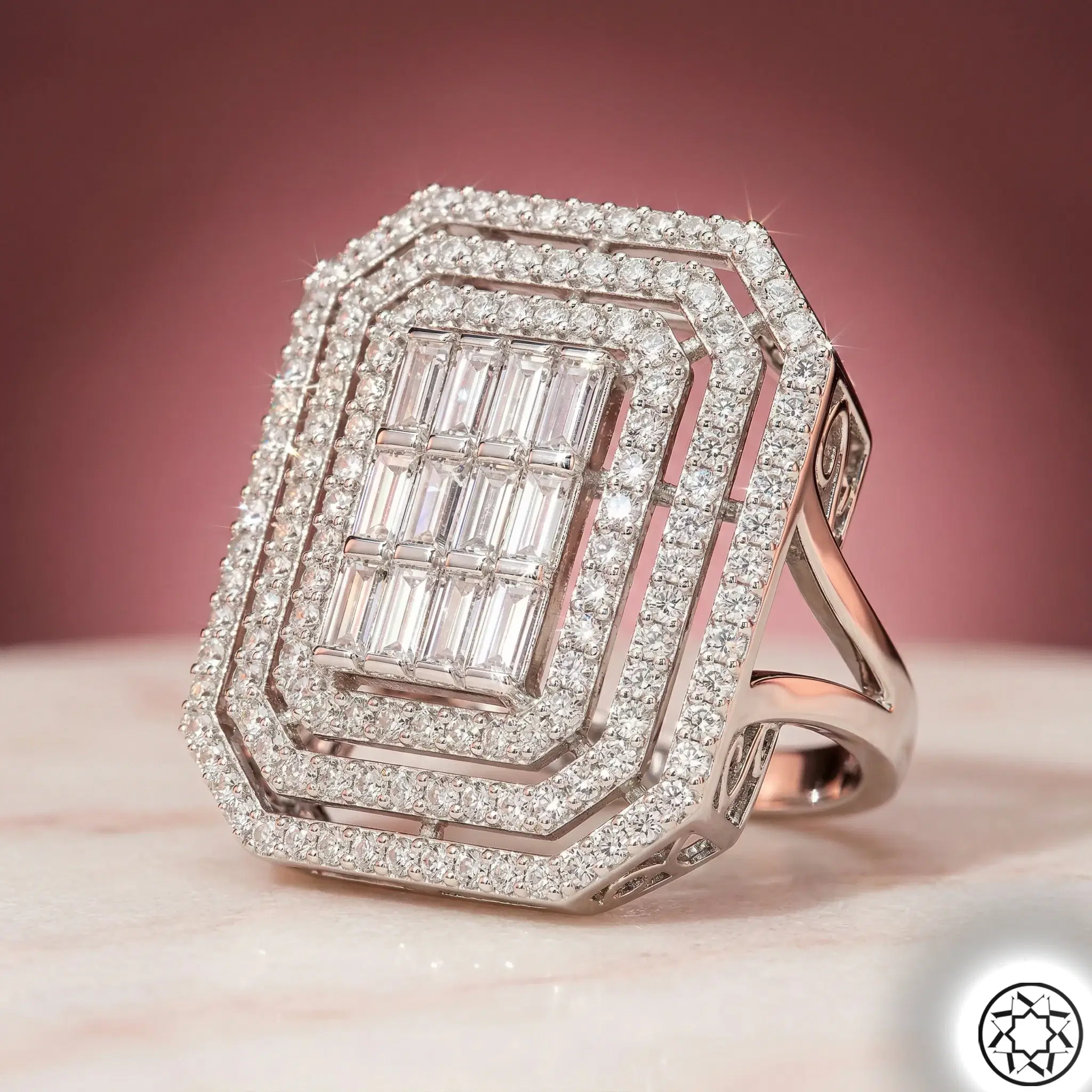 Baguette Cut İhtişamlı Silver Women's Ring