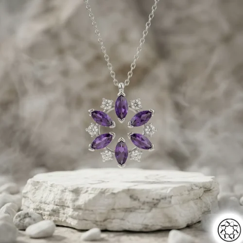 Gemini_Generated_Image_2zt1uw2zt1uw2zt1 Mor Çiçek Kadın Gümüş Kolye