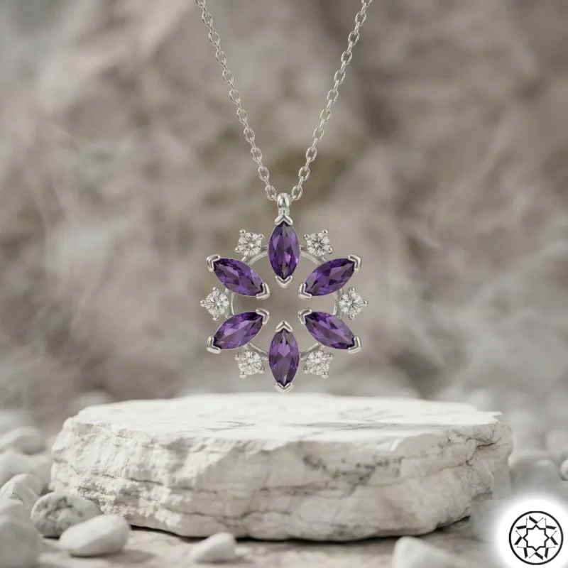 Gemini_Generated_Image_2zt1uw2zt1uw2zt1 Mor Çiçek Kadın Gümüş Kolye