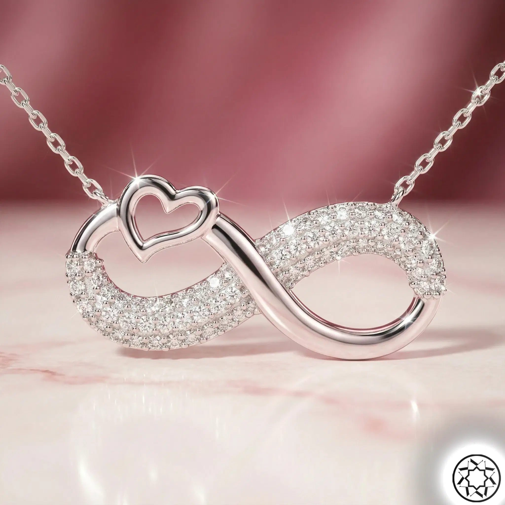 Heart Patterned Infinity Women's Silver Necklace