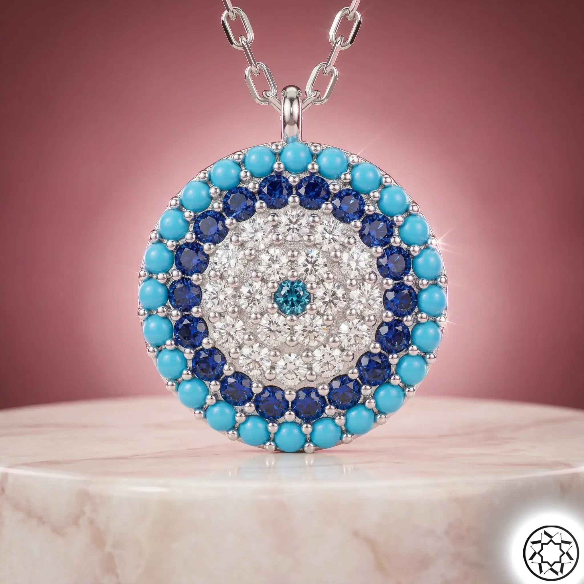 Evil Eye Bead Women's Silver Necklace