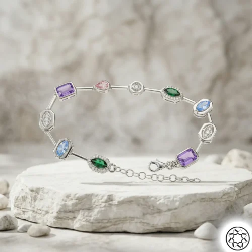 Gemini_Generated_Image_389hih389hih389h Renkli (Mix) Taşlı Kadın Gümüş Bileklik Modeli