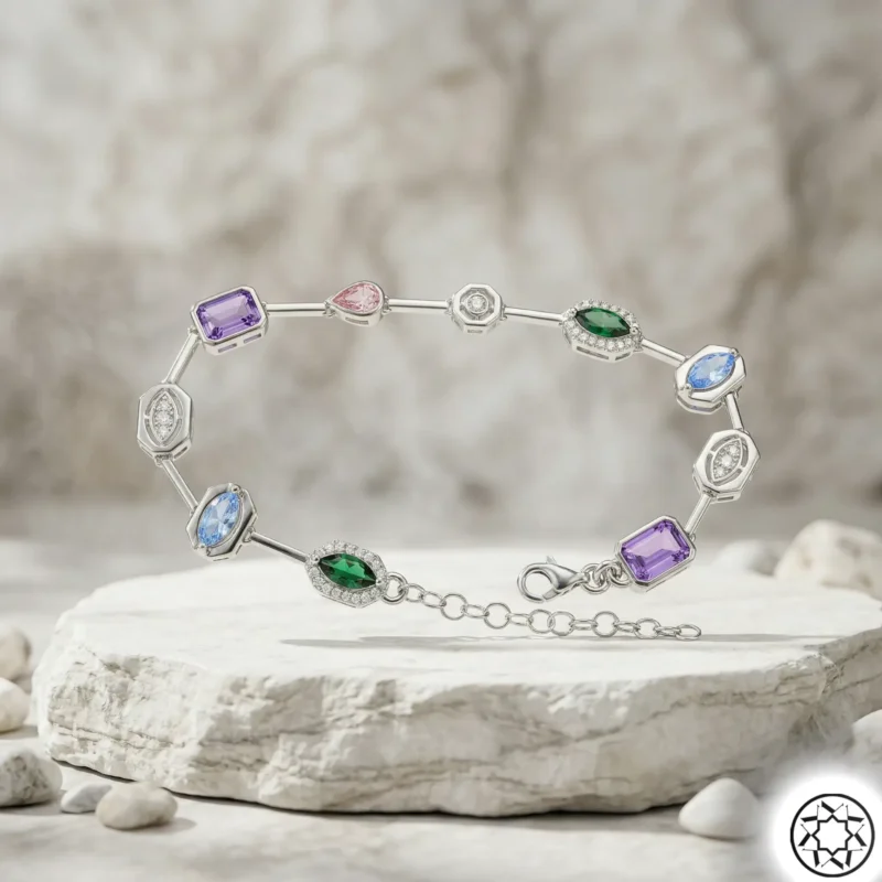 Gemini_Generated_Image_389hih389hih389h Renkli (Mix) Taşlı Kadın Gümüş Bileklik Modeli
