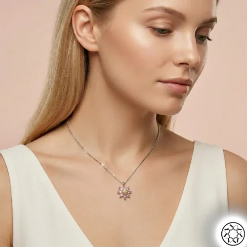 Gemini_Generated_Image_3jra2d3jra2d3jra Pembe Çiçek Kadın Gümüş Kolye