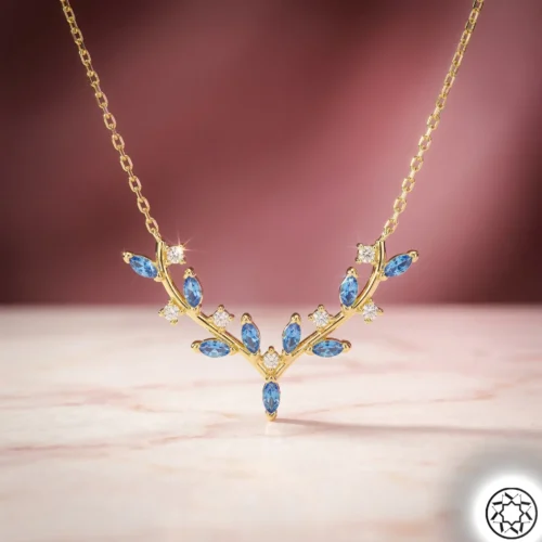 Rose Turkuaz Geyik Boynuzu Kadın Gümüş Kolye