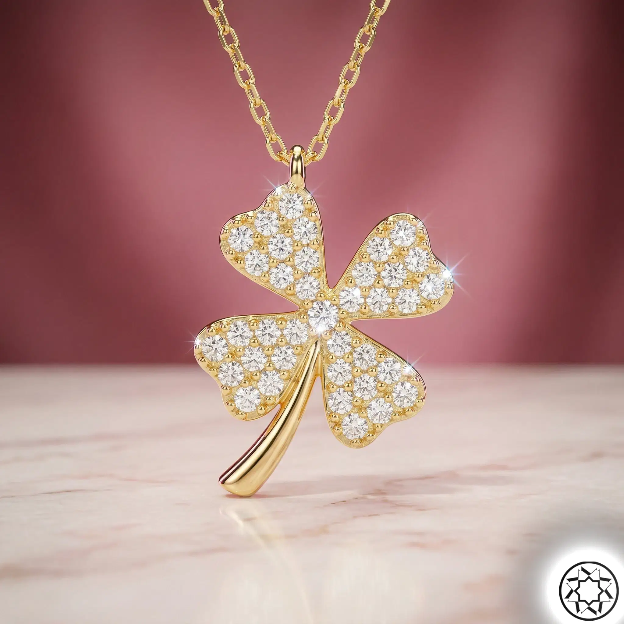 Gold Gilded Clover Silver Women's Necklace