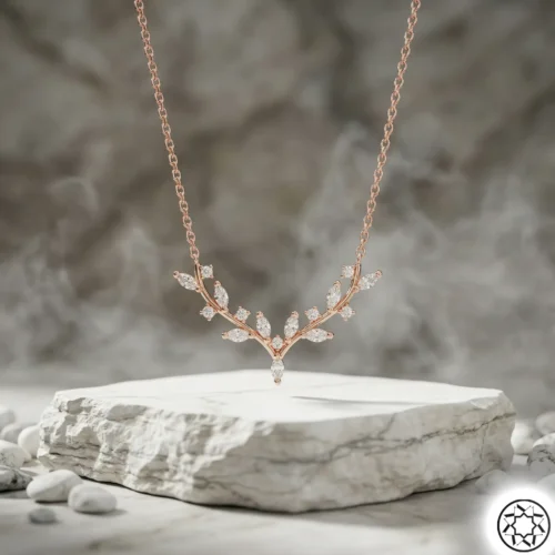 Rose Geyik Boynuzu Kadın Gümüş Kolye