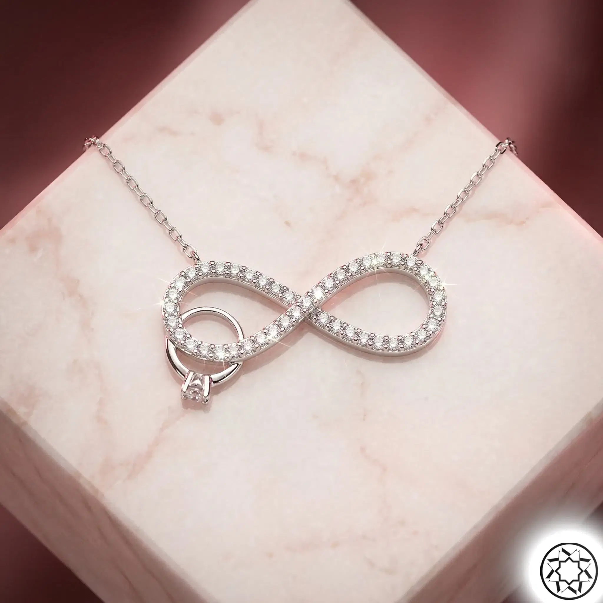 Infinity Solitaire Women's Silver Necklace