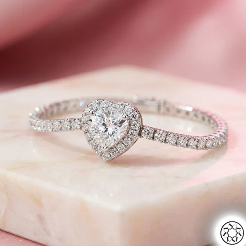 Kalp Şekilli Su Yolu Kadın Gümüş Bileklik