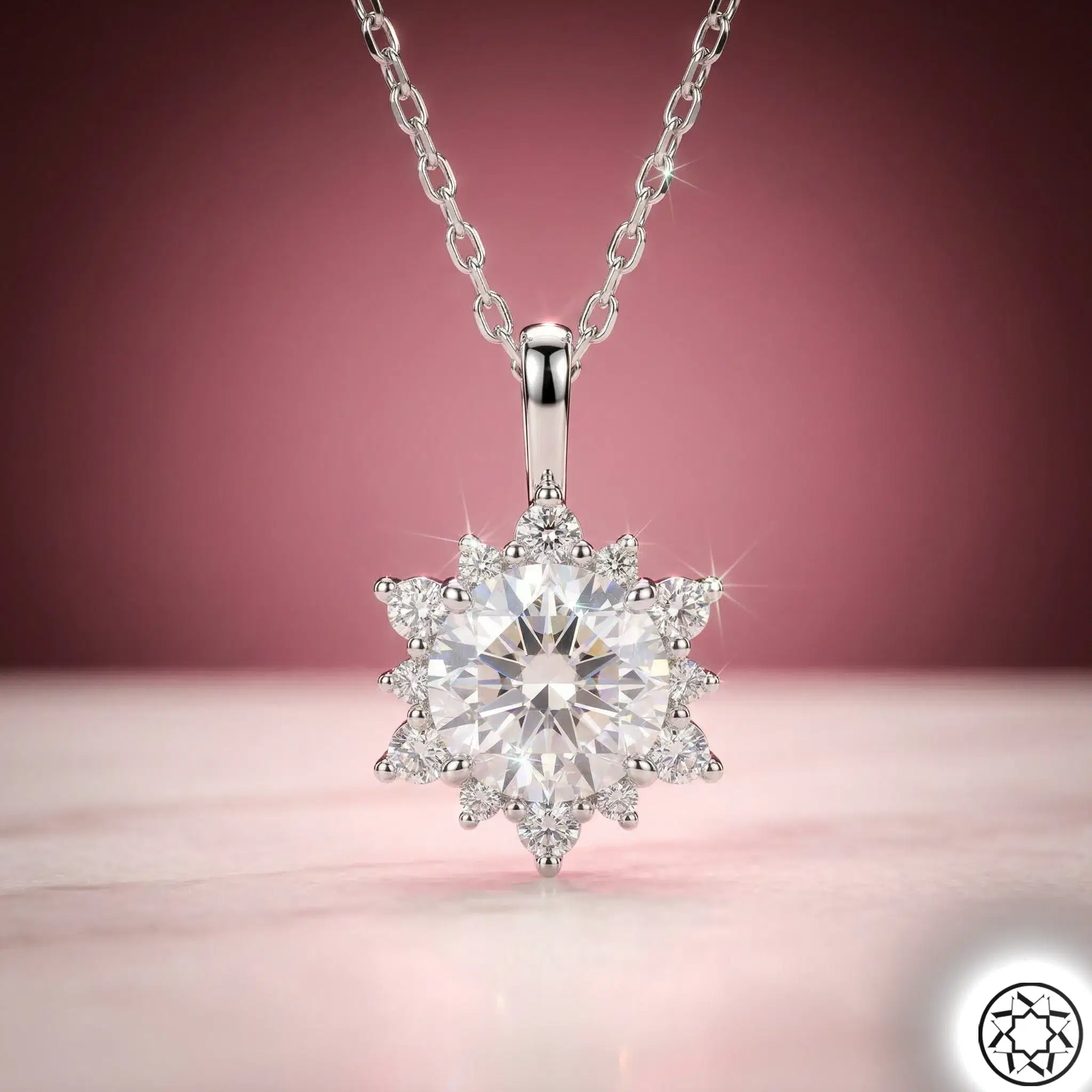 925 K Silver Lotus Flower Love Sun Women's Necklace