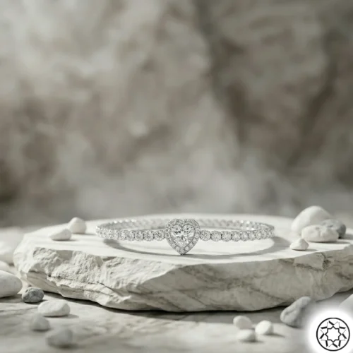 Kalp Şekilli Su Yolu Kadın Gümüş Bileklik