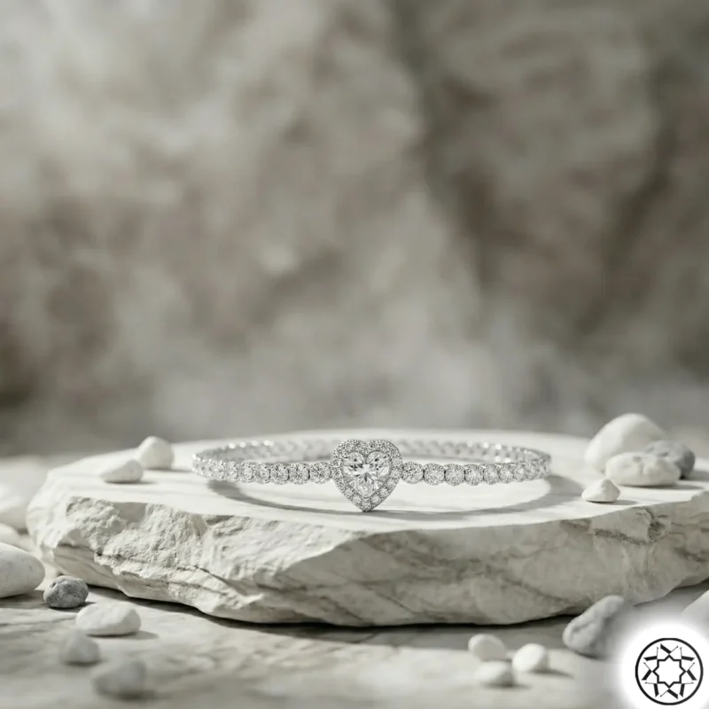 Kalp Şekilli Su Yolu Kadın Gümüş Bileklik