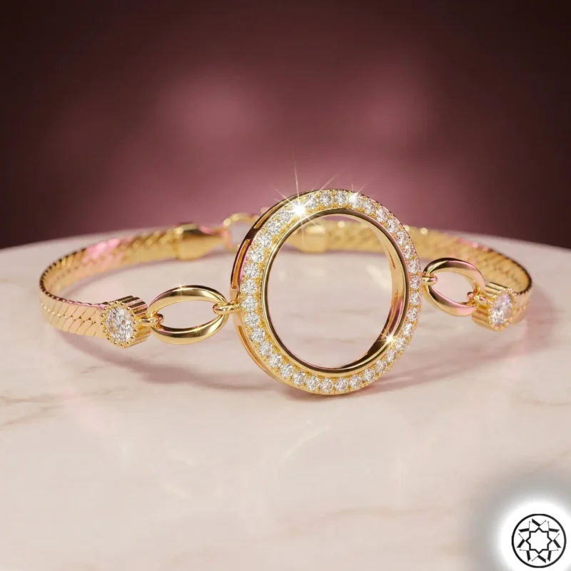 Altın Yaldızlı Çeyrek Altınlık Kadın Gümüş Bileklik