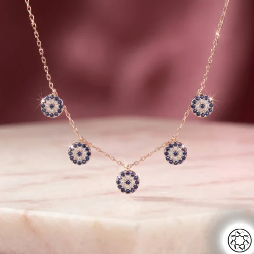 Rose Nazar Boncuklu Kadın Gümüş Kolye