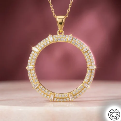 Yarım Altın Uyumlu Altın Yaldızlı Gümüş Kolye