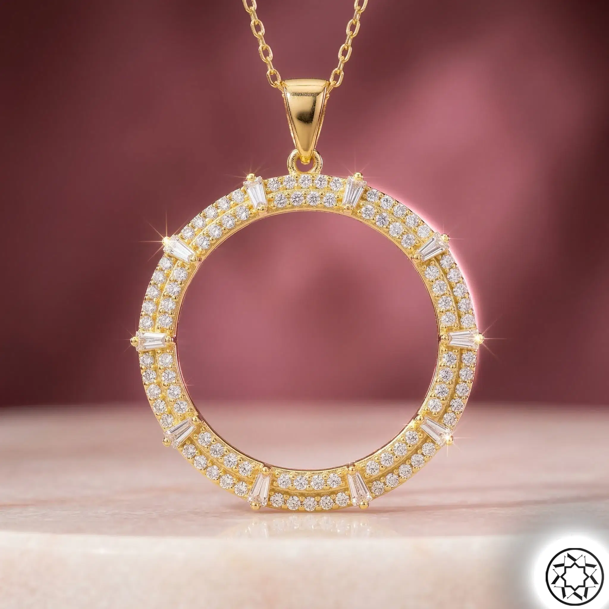 Half Gold Uyumlu Gold Gilded Silver Necklace