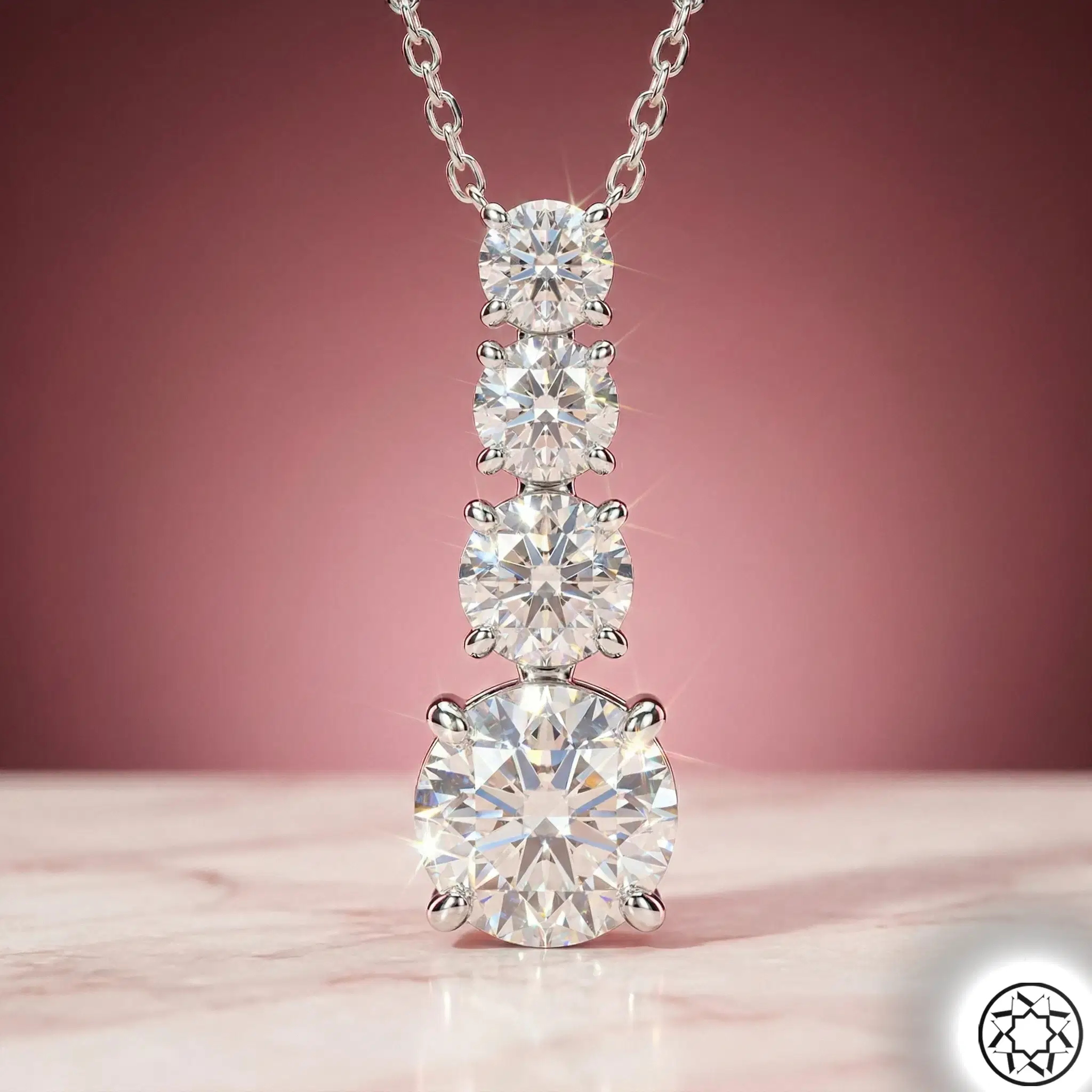 4 Row Stone Silver Necklace