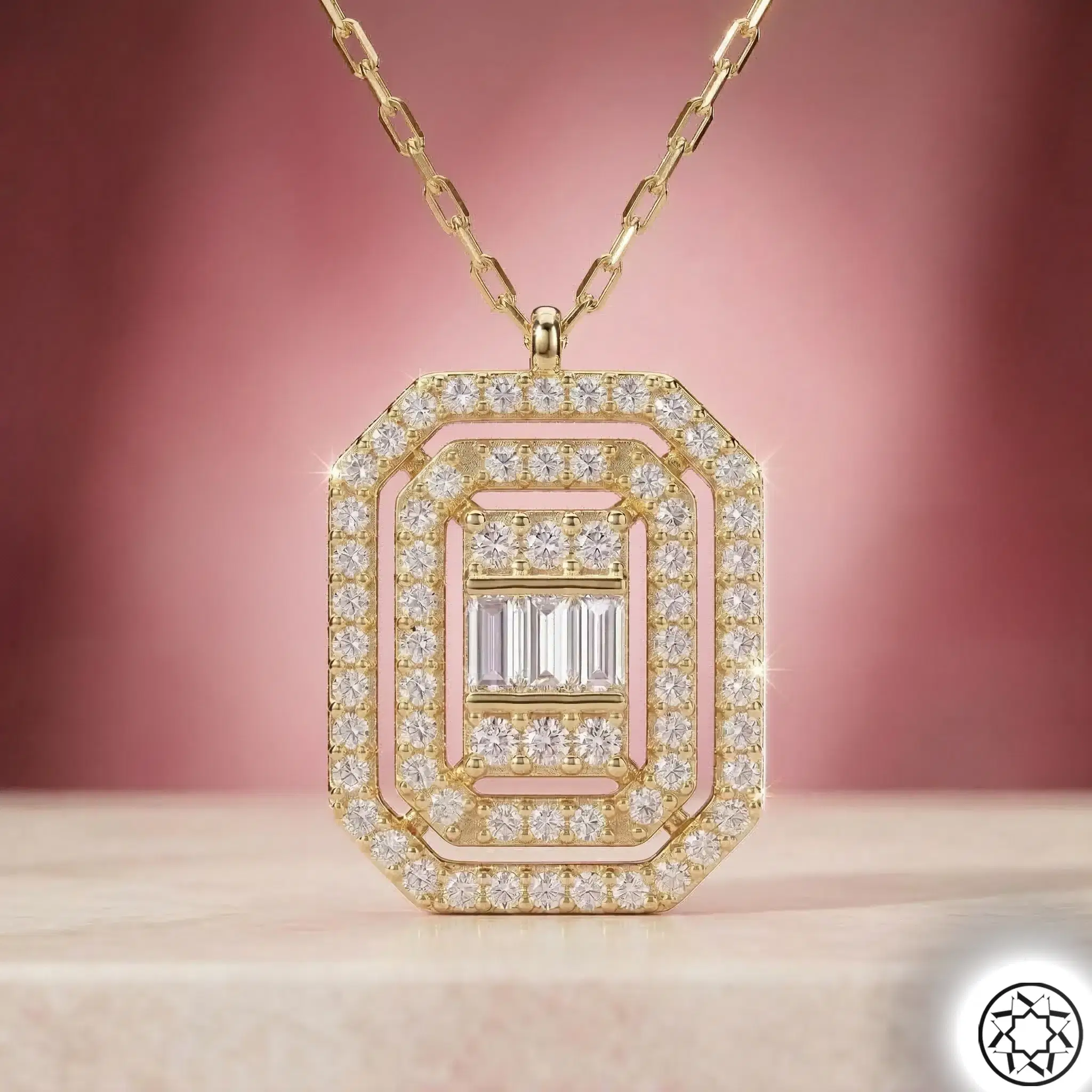 Gold Baguette Women's Silver Necklace