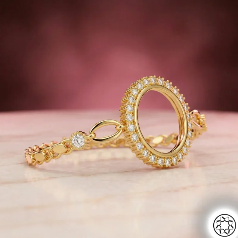 Zirkon Taşlı Altın Yaldızlı Çeyrek Altın Gümüş Bileklik