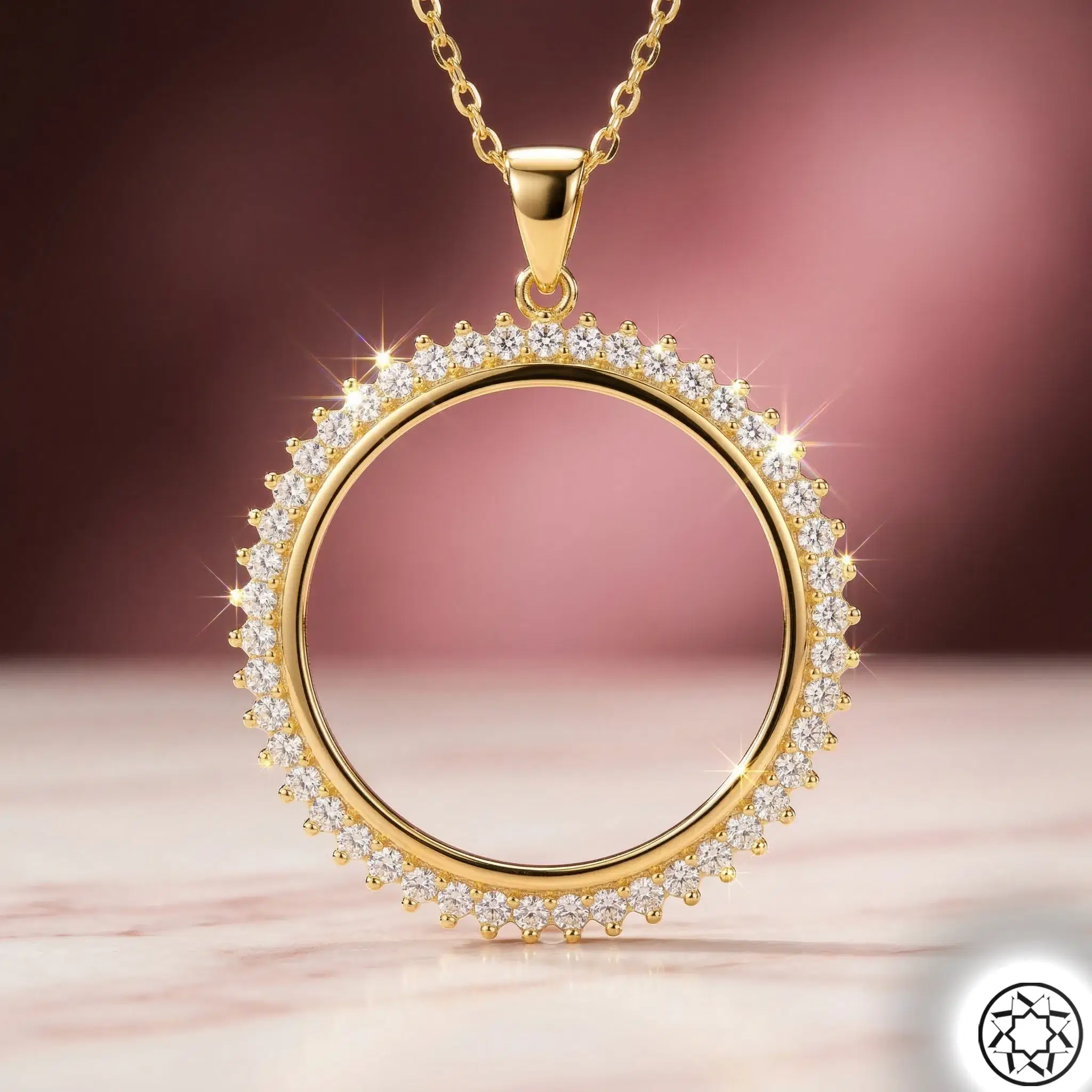 Half Gold Uyumlu Gold Gilded Silver Necklace