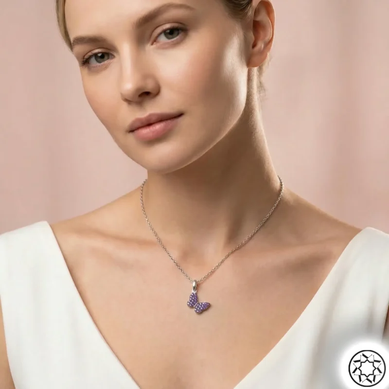 Gemini_Generated_Image_d8vzvsd8vzvsd8vz Mor Kelebek Kadın Gümüş Kolye