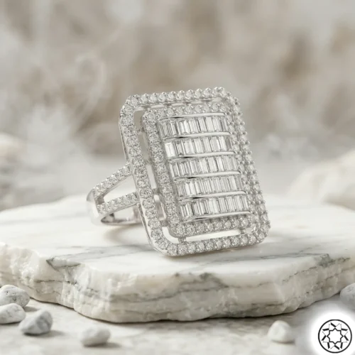 Baget Taşlı Gümüş Kadın Yüzük